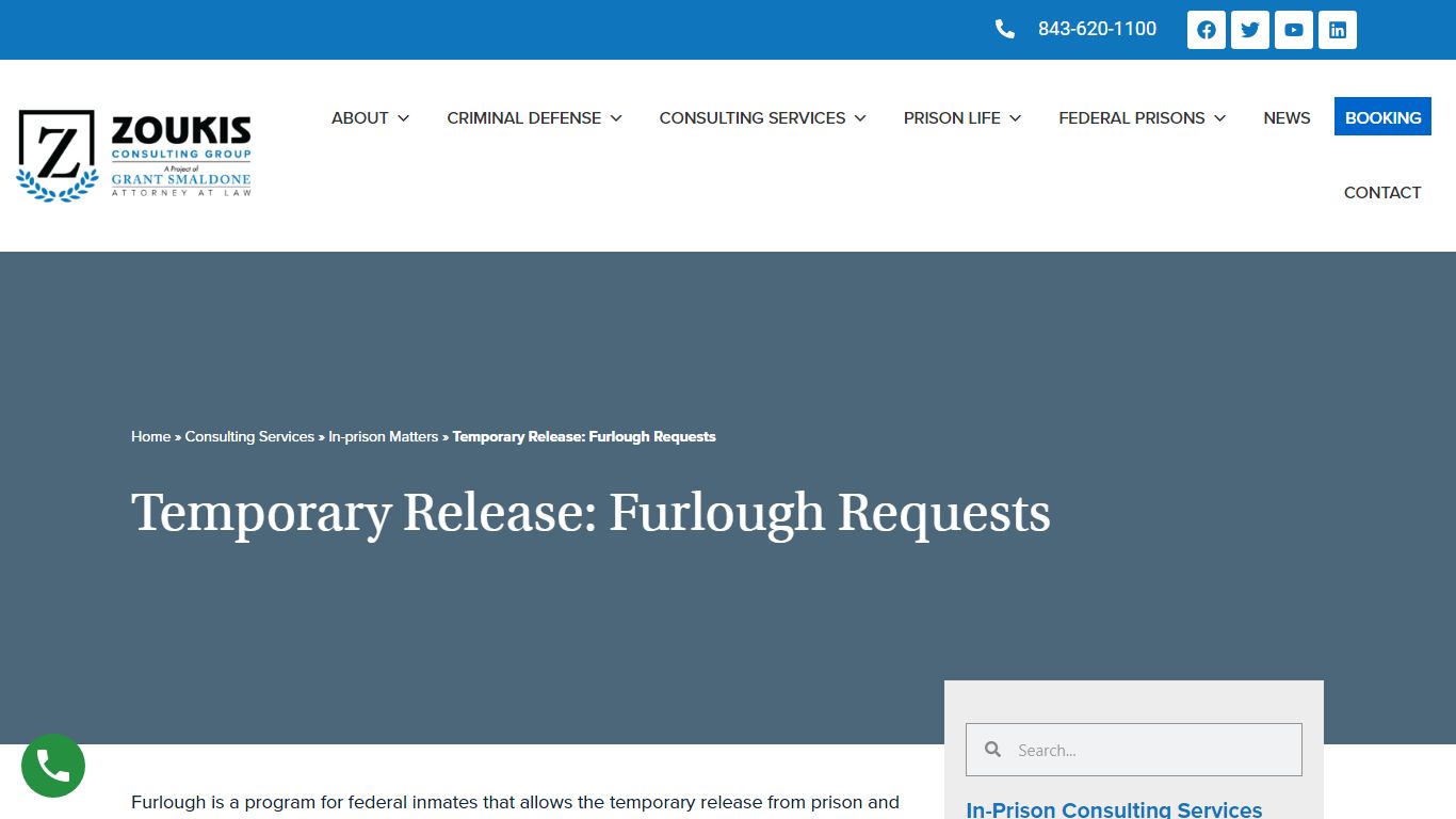 Temporary Release: Furlough Requests - Law Offices of Grant Smaldone ...